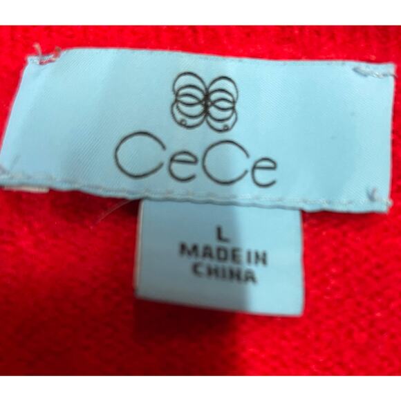 CeCe Christmas Sweater, Merry, Bright Red Soft Knit Large - Picture 6 of 6